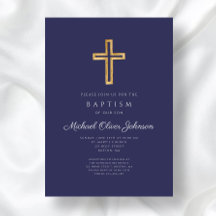 Elegant Navyblauw Religieus Kruis Jongensdoop