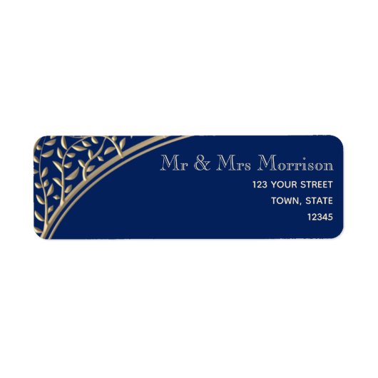 Elegant Navyblauw Retouradres Etiket (Voorkant)