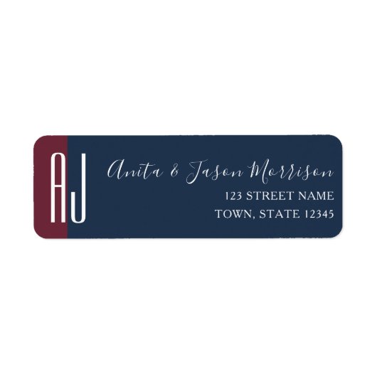 Elegant Navyblauw Retouradreslabel Etiket (Voorkant)