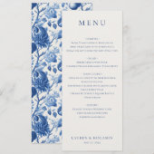 Elegant Navyblauw Serif Trouwmenu Menu (Voorkant / Achterkant)