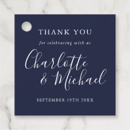 Elegant Navyblauw Signature Script Bedankt  Bedankjes Labels