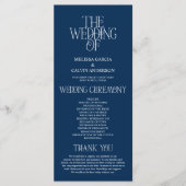 Elegant Navyblauw Typografie Huwelijksprogramma Programmakaart (Voorkant)