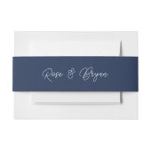 Elegant Navyblauw & Wit Oversized Script Trouwkaar Uitnodigingen Wikkel (Voorkant Voorbeeld)