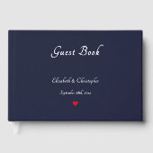 Elegant Navyblauw Zilver Folie Huwelijken Jubileum Gastenboek (Voorkant)