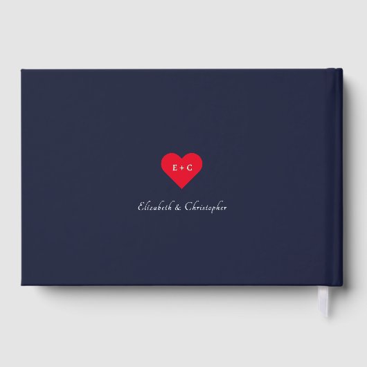 Elegant Navyblauw Zilver Folie Huwelijken Jubileum Gastenboek (Achterkant)