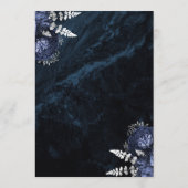 Elegant Navyblauw Zilveren Bloem Bruiloft Menu (Achterkant)