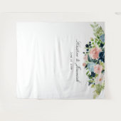 Elegant Navyblauwe Roze Roos Bloem Bruiloft Wandkleed (Voorkant (horizontaal))