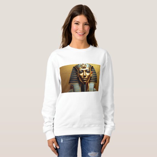  Elegant Nefertiti Pharaoh Line Art – Women's Egyp Trui (Voorkant volledig)