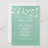 Elegant Neo Mint White String Lights Wedding Kaart (Voorkant)
