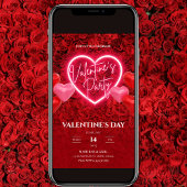 Elegant Neon Heart Valentijns's feestuitnodiging Kaart