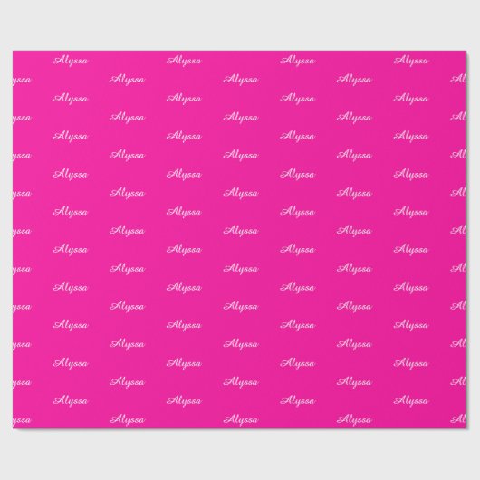 Elegant Neon Pink aangepaste script naam chic Cadeaupapier (Vlak)