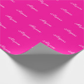 Elegant Neon Pink aangepaste script naam chic Cadeaupapier (Hoek)