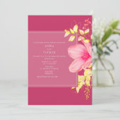 Elegant Neon Pink Floral Wedding Kaart (Staand voorkant)
