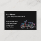 Elegant Neon Pop-Art Retro-motorfiets Visitekaartje (Achterkant)
