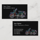 Elegant Neon Pop-Art Retro-motorfiets Visitekaartje (Voorkant / Achterkant)
