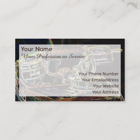 Elegant Neon Pop-Art Retro-telefoontoestel Visitek Visitekaartje (Achterkant)