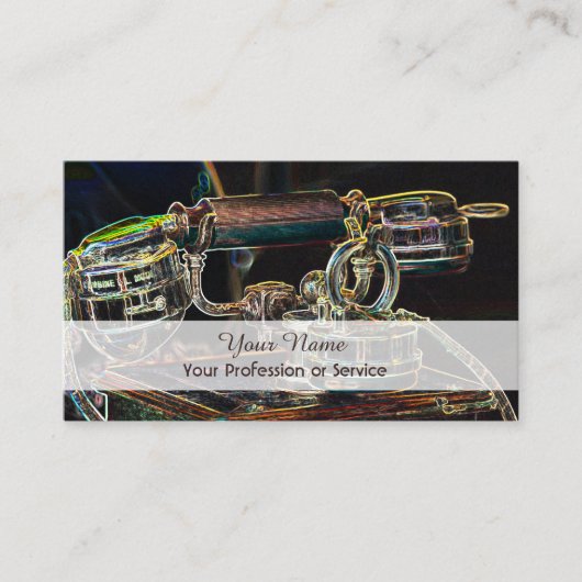 Elegant Neon Pop-Art Retro-telefoontoestel Visitek Visitekaartje (Voorkant)