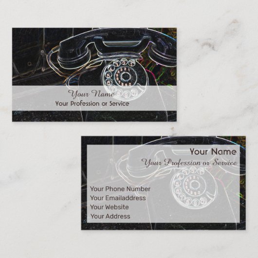Elegant Neon Pop-Art Retro-telefoontoestel Visitek Visitekaartje (Voorkant / Achterkant)