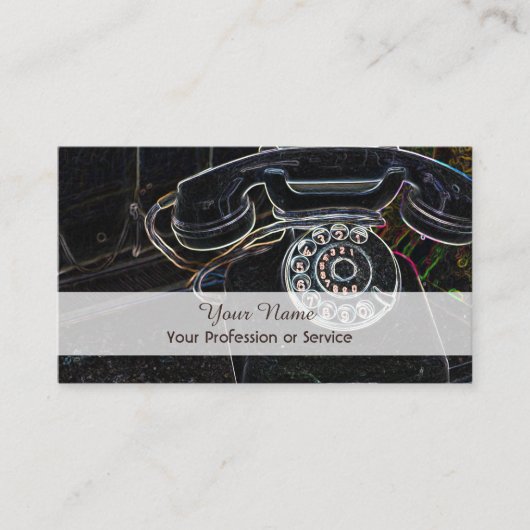 Elegant Neon Pop-Art Retro-telefoontoestel Visitek Visitekaartje (Voorkant)
