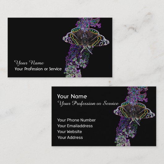 Elegant Neon Pop-Art vlinderbloemem Visitekaartje (Voorkant / Achterkant)