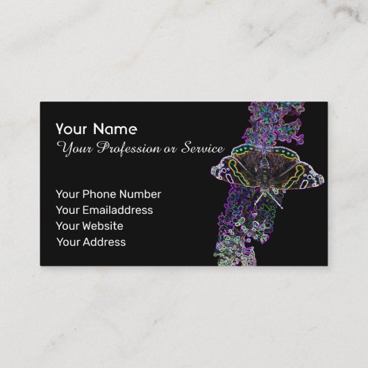 Elegant Neon Pop-Art vlinderbloemenauto Visitekaartje (Achterkant)
