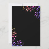 Elegant Neon Rozen Zwart Bloemen Vrijgezellenfeest Kaart (Achterkant)