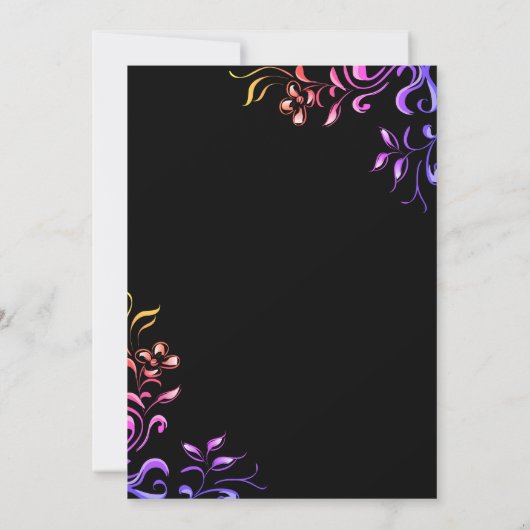 Elegant Neon Rozen Zwart Bloemen Vrijgezellenfeest Kaart (Achterkant)