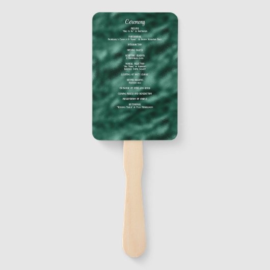 Elegant nep groen glitters & folie trouwprogramma handwaaier (Achterkant)