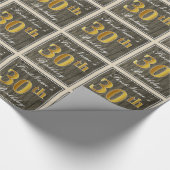 Elegant, Nep Hout, Nep Goud 30e Verjaardag + Naam Cadeaupapier (Hoek)