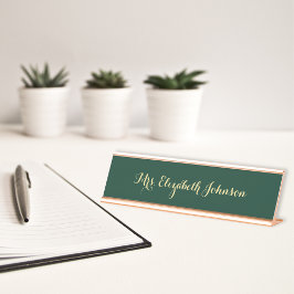 Elegant Nepfake Gouden Script School Leraar Klaslo Bureau Naambordje