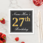 Elegant, Nepgoud 27e Verjaardag + Eigen Naam Servet (Insitu)