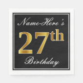 Elegant, Nepgoud 27e Verjaardag + Eigen Naam Servet (Voorkant)
