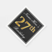 Elegant, Nepgoud 27e Verjaardag + Eigen Naam Servet (Hoek)