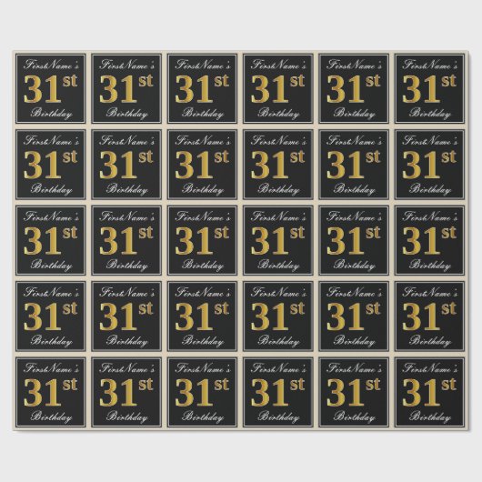 Elegant, Nepgoud 31e Verjaardag + Aangepaste Naam Cadeaupapier (Vlak)