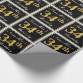 Elegant, Nepgoud 34e Verjaardag + Eigen Naam Cadeaupapier (Hoek)