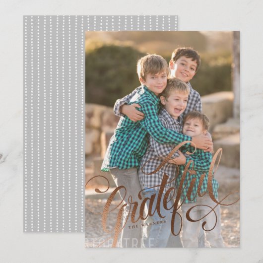 Elegant nepsilicon Grateful schrift Feestdagenkaart (Voorkant / Achterkant)