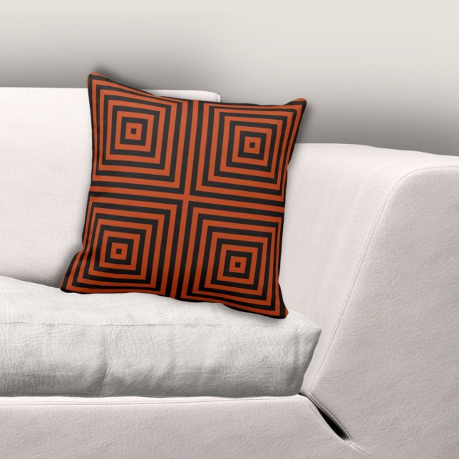 Elegant Nest Box Black & Oranje Kussen (Elegant Nested Box Black & Orange Throw Pillow)