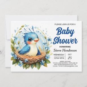 Elegant Nest Woodland Bird Boy Baby shower Kaart