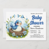 Elegant Nest Woodland Bird Boy Baby shower Kaart (Voorkant)