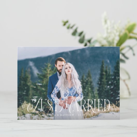 Elegant net getrouwd bruiloft foto Aankondiging (Staand voorkant)