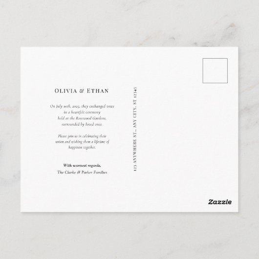 Elegant net getrouwd bruiloft foto aankondiging briefkaart (Achterkant)