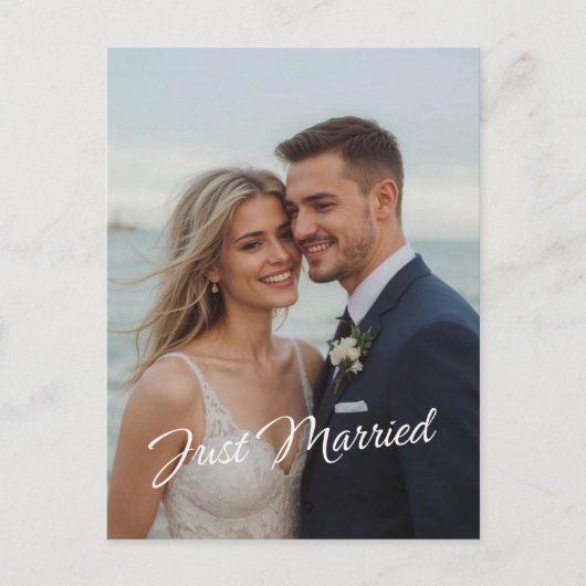 Elegant net getrouwd bruiloft foto aankondiging briefkaart (Voorkant)