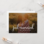 Elegant Net getrouwd Foto Wedding Announding Kaart (Voorkant / Achterkant in situ)