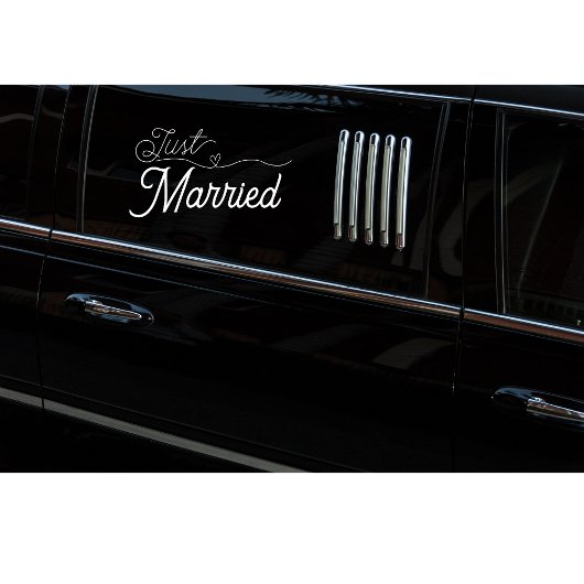 Elegant net getrouwd hart wit script raamsticker