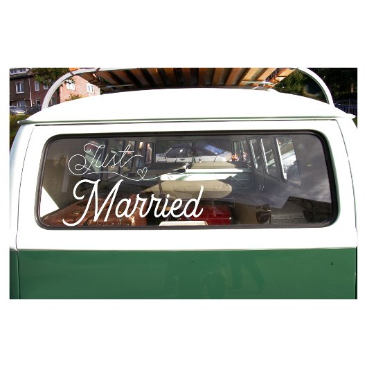 Elegant net getrouwd hart wit script raamsticker