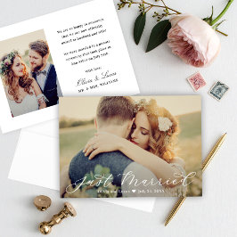 Elegant Net Getrouwd Witte Script Huwelijksfoto Aankondiging