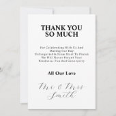 Elegant net getrouwd zwart-wit bruiloft foto bedankkaart (Voorkant)