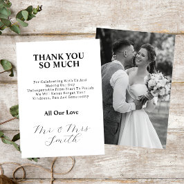 Elegant net getrouwd zwart-wit bruiloft foto bedankkaart