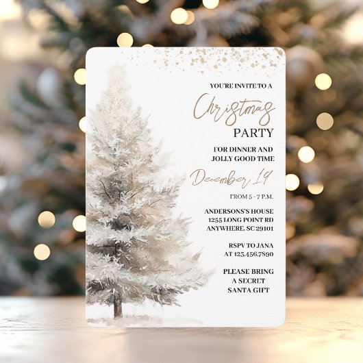 Elegant Neutraal Aquarel Kerstfeest Kaart