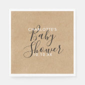 Elegant Neutraal Baby shower Rustiek Script Servet (Voorkant)